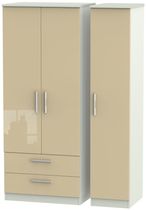 Knightsbridge Mushroom and Cashmere Matt 3 Door Triple Wardrobe - LHF 2 Drawers