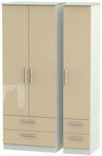 Knightsbridge Mushroom and Cashmere Matt 3 Door Tall Triple Wardrobe - 4 Drawers
