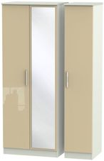 Knightsbridge Mushroom and Cashmere Matt 3 Door Tall Triple Wardrobe - 1 Mirror