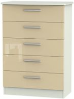 Knightsbridge Mushroom and Cashmere Matt 5 Drawer Chest