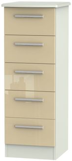 Knightsbridge Mushroom and Cashmere Matt 5 Drawer Narrow Chest