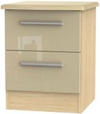 Knightsbridge Mushroom and Light Oak 2 Drawer Bedside Cabinet