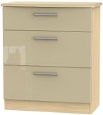 Knightsbridge Mushroom and Light Oak 3 Drawer Deep Chest
