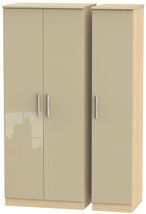 Knightsbridge Mushroom and Light Oak 3 Door Triple Wardrobe