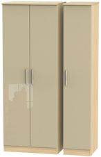 Knightsbridge Mushroom and Light Oak 3 Door Tall Triple Wardrobe