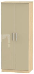 Knightsbridge Mushroom and Light Oak 2 Door Plain Wardrobe