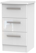 Knightsbridge White Gloss 3 Drawer Bedside Cabinet