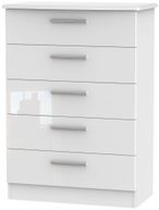 Knightsbridge White Gloss 5 Drawer Chest