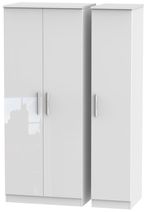 Knightsbridge White Gloss 3 Door Triple Wardrobe