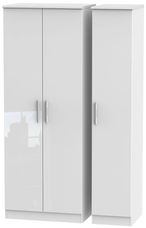 Knightsbridge White Gloss 3 Door Tall Triple Wardrobe