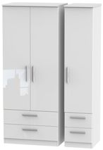 Knightsbridge White Gloss 3 Door Triple Wardrobe - 4 Drawers