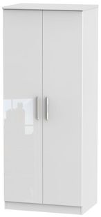 Knightsbridge White Gloss 2 Door Plain Wardrobe