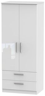 Knightsbridge White Gloss 2 Door 2 Drawer Double Wardrobe