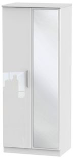 Knightsbridge White Gloss 2 Door Wardrobe - 1 Mirror