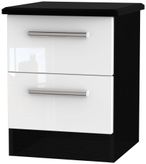 Knightsbridge White Gloss and Black 2 Drawer Bedside Cabinet
