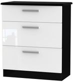 Knightsbridge White Gloss and Black 3 Drawer Deep Chest