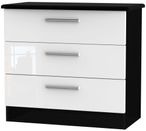 Knightsbridge White Gloss and Black 3 Drawer Small Chest