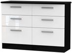 Knightsbridge White Gloss and Black 6 Drawer Midi Chest