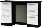 Knightsbridge White Gloss and Black 6 Drawer Double Dressing Table