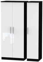 Knightsbridge White Gloss and Black 3 Door Triple Wardrobe