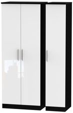 Knightsbridge White Gloss and Black 3 Door Tall Triple Wardrobe