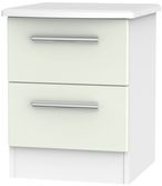 Knightsbridge Cashmere Matt and White 2 Drawer Bedside Cabinet
