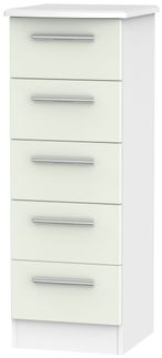 Knightsbridge Cashmere Matt and White 5 Drawer Narrow Chest