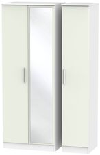 Knightsbridge Cashmere Matt and White 3 Door Tall Triple Wardrobe - 1 Mirror
