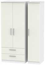 Knightsbridge Cashmere Matt and White 3 Door Triple Wardrobe - LHF 2 Drawers