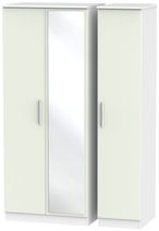 Knightsbridge Cashmere Matt and White 3 Door Triple Wardrobe - 1 Mirror