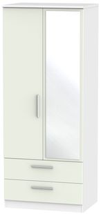 Knightsbridge Cashmere Matt and White 2 Door Combi Wardrobe - 1 Mirror