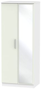 Knightsbridge Cashmere Matt and White 2 Door Wardrobe - 1 Mirror