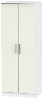 Knightsbridge Cashmere Matt and White 2 Door Plain Tall Wardrobe