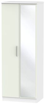 Knightsbridge Cashmere Matt and White 2 Door Tall Wardrobe - 1 Mirror