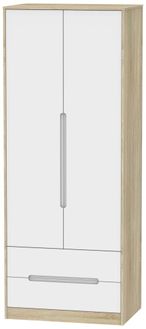 Monaco White and Oak Effect 2 Door 2 Drawer Tall Wardrobe