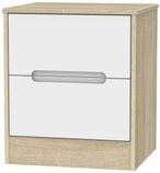 Monaco White and Oak Effect 2 Drawer Bedside Cabinet