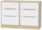 Monaco White Matt and Oak Effect 6 Drawer Midi Chest