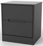 Monaco Black 2 Drawer Bedside Cabinet