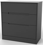 Monaco Black 3 Drawer Deep Chest