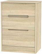Monaco Oak Effect 3 Drawer Deep Midi Chest