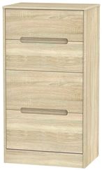 Monaco Oak Effect 4 Drawer Deep Midi Chest