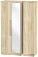 Monaco Oak Effect 3 Door Tall Triple Wardrobe - 1 Mirror