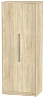 Monaco Oak Effect 2 Door Plain Tall Wardrobe