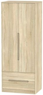 Monaco Oak Effect 2 Door 2 Drawer Tall Wardrobe