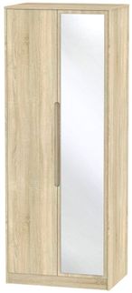 Monaco Oak Effect 2 Door Tall Wardrobe - 1 Mirror