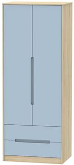 Monaco Denim and Oak Effect 2 Door 2 Drawer Tall Wardrobe