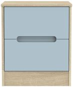 Monaco Denim and Oak Effect 2 Drawer Bedside Cabinet