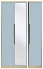 Monaco Denim and Oak Effect 3 Door Tall Triple Wardrobe - 1 Mirror