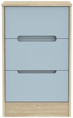 Monaco Denim and Oak Effect 3 Drawer Bedside Cabinet