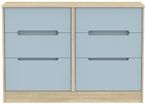Monaco Denim and Oak Effect 6 Drawer Midi Chest